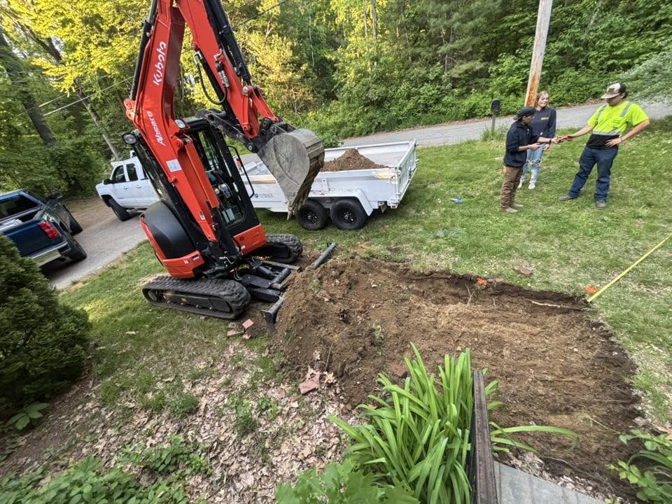 Site before walkway base excavation — Leicester, MA